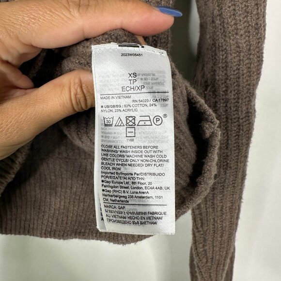 2/$30 GAP Waffle Knit Henley Top Long Sleeve Chocolate Brown XS #A0377 TRB2 - Picture 7 of 8
